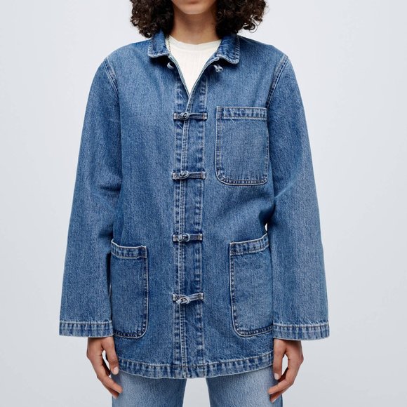 RE/DONE 70s knot front denim chore jacket stoned heritage - Picture 1 of 14